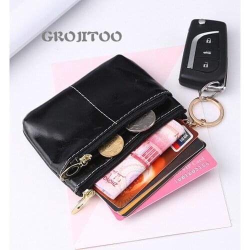 GROJITOO Genuine leather women wallet key bag womens change purse fashion top leather coin purse card hoder bag