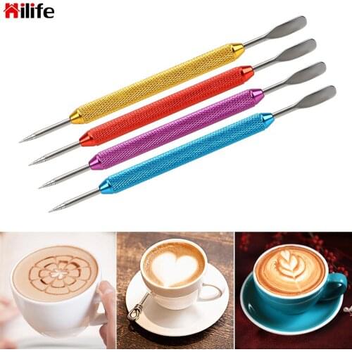 Coffeeware DIY Coffee Art Needle Latte Foam Spatula Stainless Steel Barista Tool 1PC Coffee Stencils