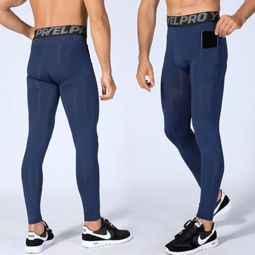 Compression Pants with Pockets Men Training Fitness Sports Running Tights Male Gym Trousers Sportswear Workout Tracksuit Pants