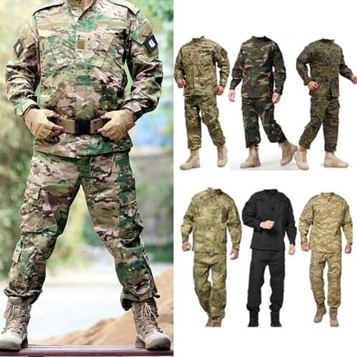 Men Tracksuits Military Uniform Casual Camouflage Jacket Set Men Hunting Clothes Training Suit Coat Airsoft Pants Paintball Sets
