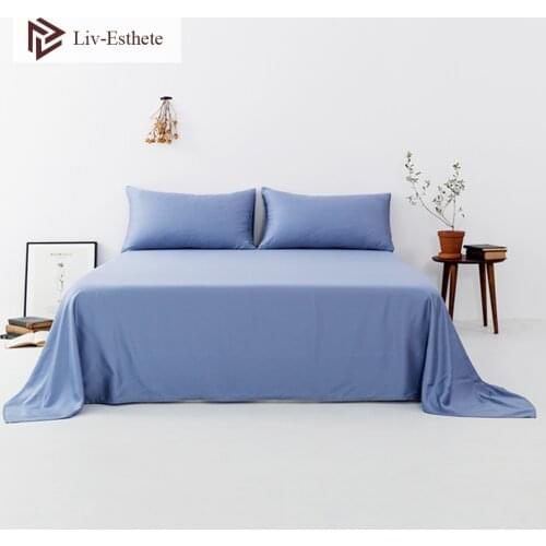 Liv-Esthete 2020 Noble Blue 100% Natural Silk Flat Sheet Silk Healthy Queen King Bed Sheet Pillowcase For Women Men Home Textile