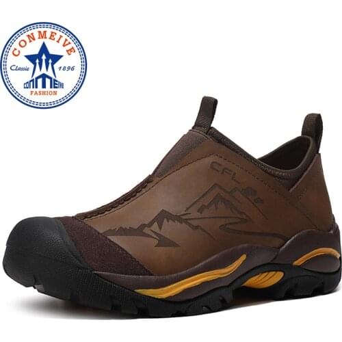 Professional Waterproof Trekking Mountain Shoes Mens Outdoor Hunting Tourism Hiking Shoes Genuine Leather Climbing Men Sneakers