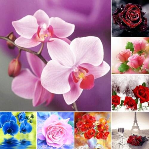 5D DIY Diamond Painting Flowers Rose Cross Stitch Kit Full Drill Square Embroidery Mosaic Art Picture of Rhinestones Decor Sale