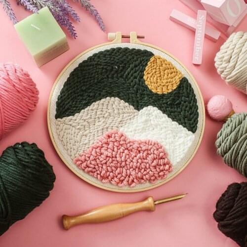 DIY Embroidery Material Package for Beginner Handmade Kits with Embroidery Hoop StitchPen and Instruction Home Decoration Crafts