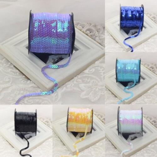 1 Roll 6MM Sequined Patch Clothing Appliques Connecting Strip DIY Multi-color Dress Bags Accessory Handicraft Pearl Sequins