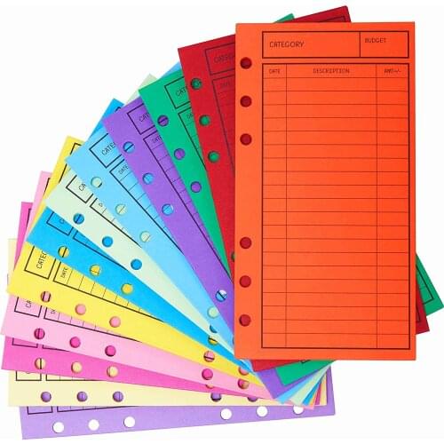 New!! 12 Pcs Budget Envelopes Cardstock Cash Envelope System for Money Saving, Assorted Colors, Vertical Layout & Holepunched