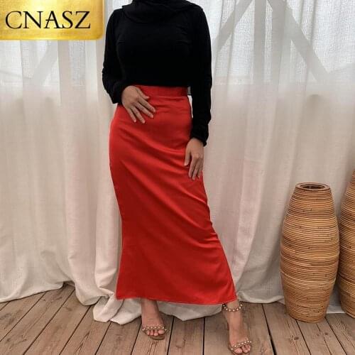 2020 New Design Plain Color Clothing Fashion Autumn Winter Knit Office Dress Design For Muslim Ladies Casual Skirt
