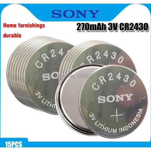 15PCS/lot Original SONY CR2430 Button Cell Battery 3V Lithium Batteries CR 2430 for Watch Remote Toy Computer Calculator Control