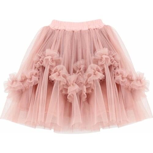 2-14Y Kids Children Pink Black Yellow Skirts Soft Tulle Ruffles Pettiskirt Summer Mini Tutu Skirt for Girls Birthday Party