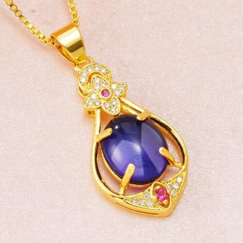 Wholesale Natural Stone Choker Necklaces for Women Girls Bijoux 24K Gold Color Rhinestone Necklace Fashion Jewelry Mother Gifts