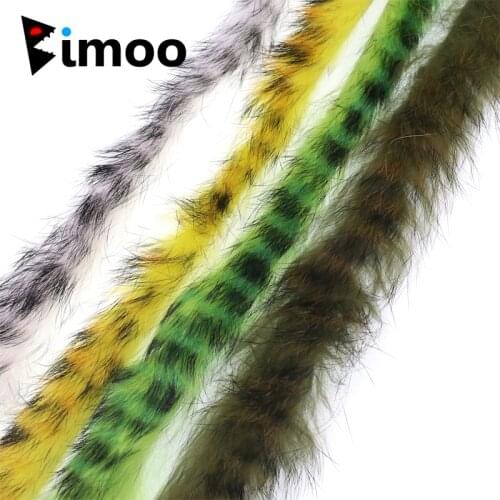 Bimoo 2pcs Rabbit Fur Hare Zonker Strips for Minnow Streamer Fishing Flies Making Fly Tying Material 5MM Wide White-Black etc