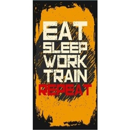 Grunge and Retro Eat Sleep Work Train Repeat Sport Gym Towels Men Women Fitness Bodybuilding Quote Beach Bathroom Towels Bath