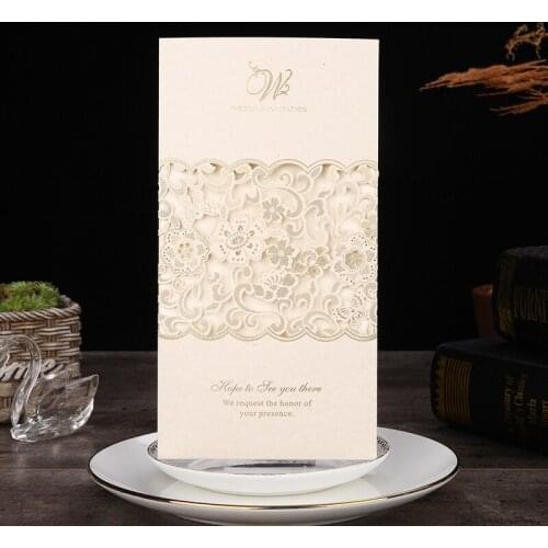 50pcs Elegant Laser Cut Wedding Invitation Card Customize Business Greeting Cards Wedding Bridal Shower Birthday Party Supplies