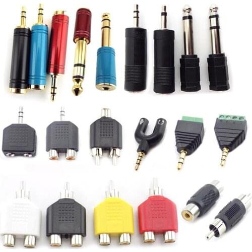 RCA Connector Female to Male Audio Jack Mono Stereo Adapter Plug Converter Headphone Amplifier Microphone AUX 3.5mm 6.5mm U26