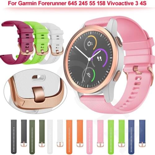 18 20mm Smart Watch Bracelet Strap For Garmin Forerunner 245 645 55 158 Vivoactive 3 4S/3S Venu 2S Smartwatch Silicone Wristband