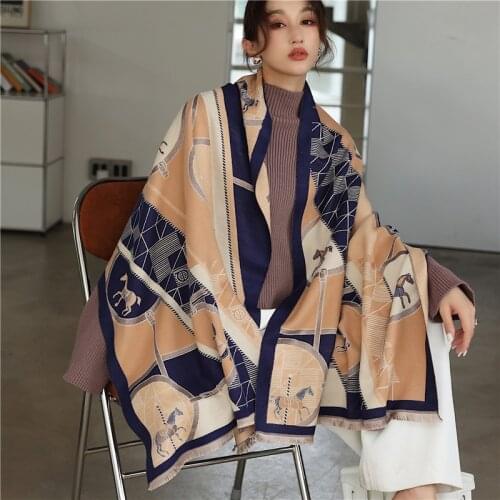 Luxury 2021 Cashmere Warm Winter Scarf Women Print Thick Blanket Female Pashmima Soft Large 180*65cm Shawl Wrap Foulard Bufanda