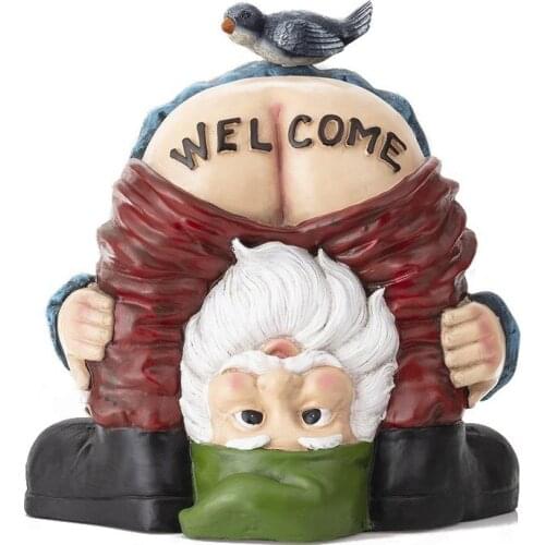 Garden Gnome Resin Ornaments Ornaments Arts And Crafts Statue Door Welcome To Take Off Pants Ornaments