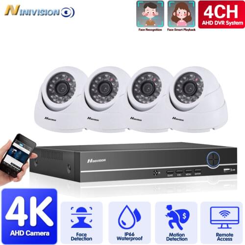 8MP CCTV AHD Camera System Kit HD 4 Channel 4K DVR 4PCS 8.0MP Dome Camera Email Alarm Security Surveillance Camera Kits SONY