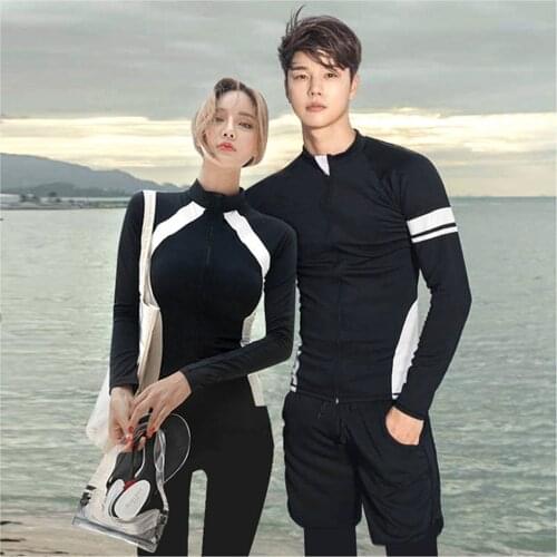 Long Sleeve Rash Guard Women Solid One Piece Swimsuit Zipper Swimwear 5 Sets Bathing Suits Black Surfing Suits Pad Long Pants