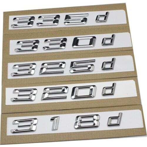 Car Trunk Rear Emblem Badge Letters 3D Chrome Discharge Capacity Car Model Refitting Badge Sticker For BMW 318d 320d 325d 330d
