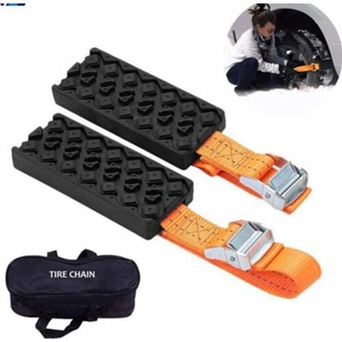 1/2/4PCS Durable PU Anti-Skid Car Tire Traction Blocks With Bag Emergency Snow Mud Sand Tire Chain Straps For Snow Mud Ice