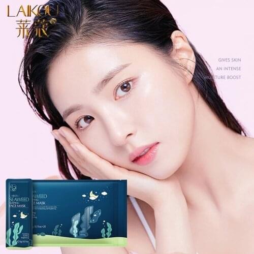 LAIKOU 20pcs Seaweed Facial Sleeping Mask Deep Moisturizing Oil Control Shrink Pores No-wash Repairing Night Facial Mask