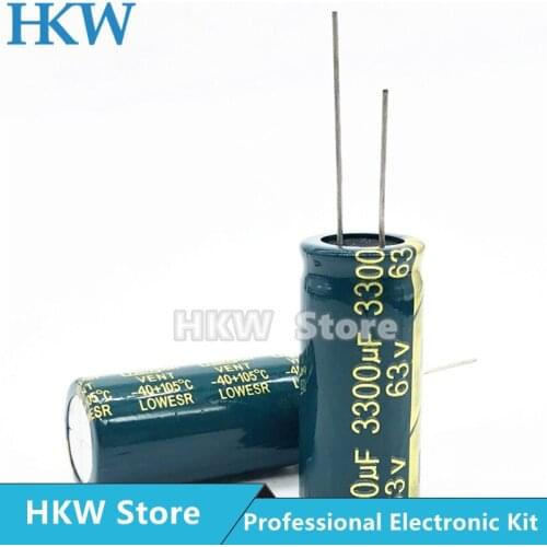 5pcs/lot 3300UF 63V 18*40mm High Frequency Low ESR / Impedance Aluminum Electrolytic Capacitor 3300uf63V 63V3300UF 18X40 20