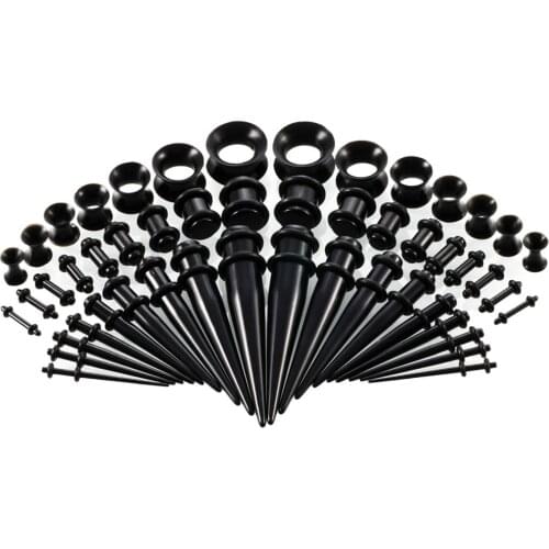 50pcs/set Acrylic Ear Gauge Kits Glow in the Dark Spiral Taper Straight Plugs Tunnel 14G-00G Ear Stretching Kit Piercing Jewelry