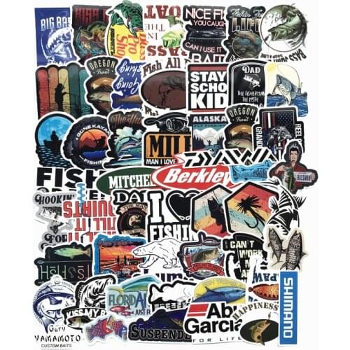 50 PCS outdoor fishing enthusiasts Stickers For Laptop Skateboard Luggage Car Styling Bike Doodle Decals Cool Waterproof