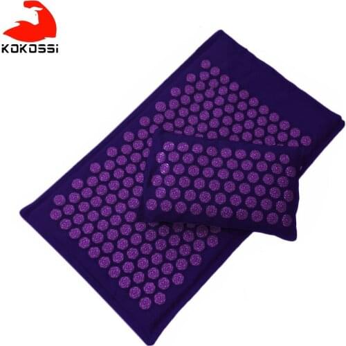 KoKossi Yoga Acupressure Mat Massage Cushion Pillow Yoga Spike Fitness Mat Anti-stress Acupuncture Pad Massager Relaxtion Unzip
