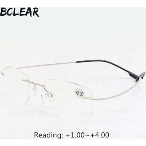 BCLEAR Presbyopia eyeglasses unisex rimless memory titanium flexible fashion reading glasses+1.0 +1.5 +2.0 +2.5 +3.0 +3.5 +4.0