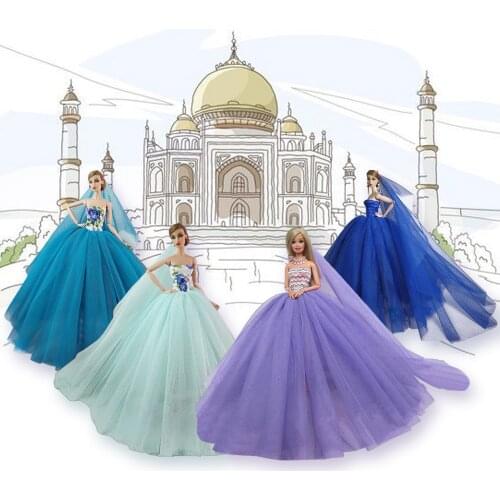 Besegad Fashion Girl Dolls Toys Wedding Party Dress Outfit Clothes Costume for Barbie Dolls Accessories Children Girl Favor Gift