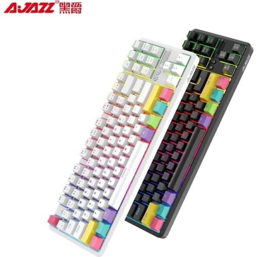 Ajazz K870T Black Bluetooth Wireless Keyboard 87 Key Black Blue Red Brown Switch RGB Backlit Game Anti-ghosting for PC Tablet