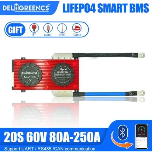 Bluetooth Smart BMS 20S 150A 200A 250A LiFePO4 Battery BMS for 60V Battery pack with Bluetooth CAN communicatio UART RS485