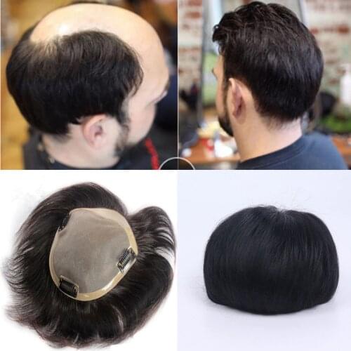 BYMC Swiss Lace Front with Skin Hollywood Men Toupee Remy Virgin Hair Prost Hairpieces 100% Real Human Hair Pieces With Clips