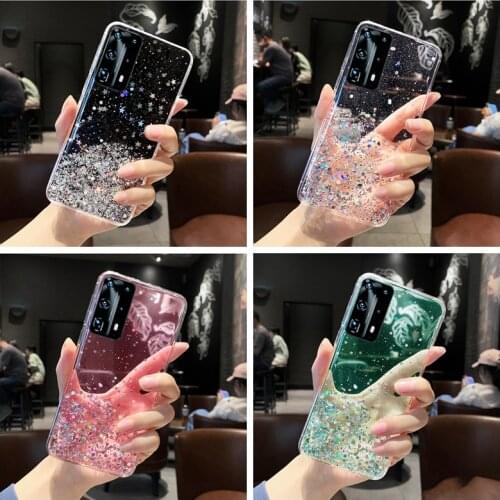 Star Glitter Clear Case for Samsung S9 S20 FE S10e S10 Lite Plus Note 10 20 Ultra A51 A71 A31 A41 A21S M21 Soft Bling Girl Cover