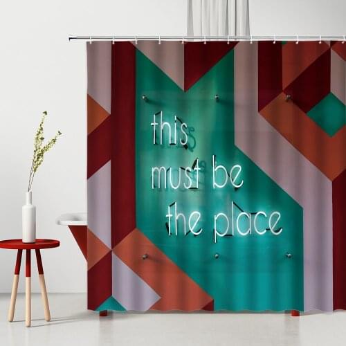 Geometric Stripes Colorful Shower Curtain Polyester Washable Bathroom Decoration Accessories Set With Hooks Bathroom Curtains