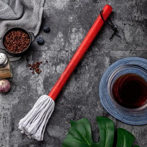 Oiling Mop Food-grade Professional Red Wood Handle Barbecue Sauce Oil Brush for BBQ Baking Oil Brushes BBQ Utensil Oil Tool