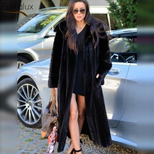 FUREALUX New Winter Genuine Real Fur Coat Natural Mink Fur Elegant Womens Solid Color Fashion Temperament Clothing Loose XL