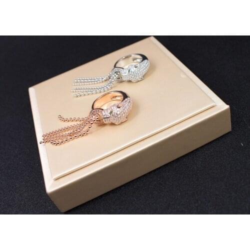 Hot famous brand jewelry panther ring for women 925 sterling silver silver rose silver cz zircon party leopard ring