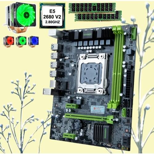 HUANANZHI X79-6M M-ATX Motherboard with M.2 NGFF/NVME SSD Slots CPU Intel Xeon E5 2680 V2 6 Tubes Cooler RAM 32G(2*16G) REG ECC