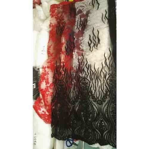 HZL002 Black beads sequin french embroidery net tulle mesh lace for evening dress/sawing/wedding