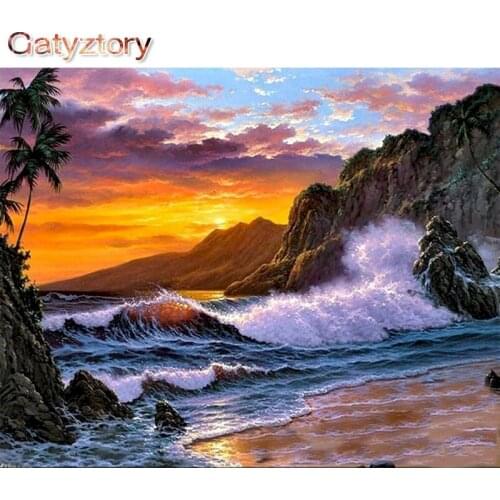 GATYZTORY Frame Picture Diy Painting By Numbers Seaside Sence Wall Art Coloring By Numbers Diy Home Decors Acrylic Gift