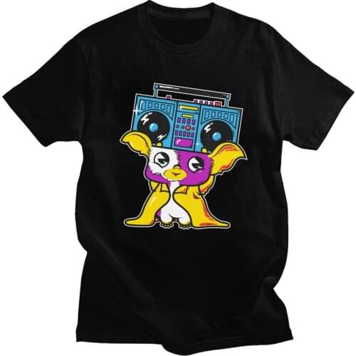 Kawaii Gremlins T Shirt for Men 100% Cotton Tshirt Handsome Tee Tops Short Sleeve 80s Film Gizmo Mogwai Sci Fi Movie T-shirt