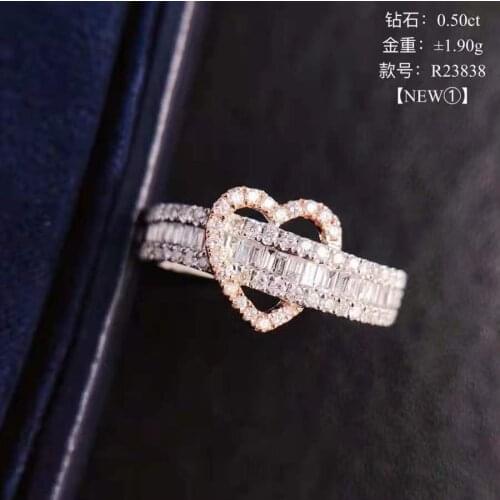 18k/au750 real gold pure diamond ring jewelry for lady&gift&party&wedding
