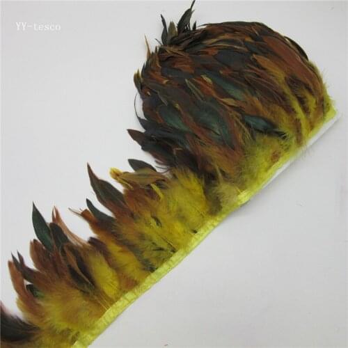 Wholesale 10 Yards yellow Chicken Rooster Tail Feather Trims Ribbon 13-18CM Strip for Dress Skirt Clothing Wedding Decoration