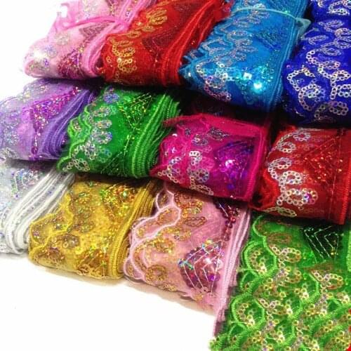 10 Yards Ethnic Sequins Webbing Ribbons Clothing Decorative Embroidered Lace Dress Trims Bras DIY Sewing Accessories