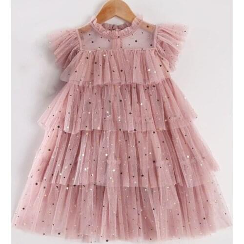 Summer Girl Cake Layers Princess Dress Kids Party Tutu Birthday Frocks Children Casaul Wear Clothing Baby Girl Clothes Vestidos
