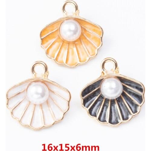 Mix 15 pcs zinc alloy Shell Pearl Inlay pendant pendant DIY fashion bracelet jewelry accessory 7989