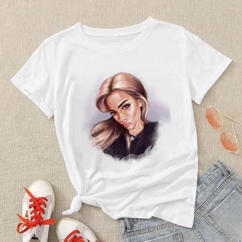 Fashion Shirt Woman Instagram Trend Graphic Tee Novelty 2021 Korean Casual Urban Street 90S Mori Girl Style White Tshirt Femme